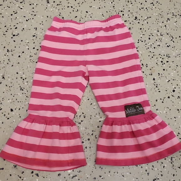 MATILDA JANE Pink Striped Ruffle leggings - Picture 1 of 3